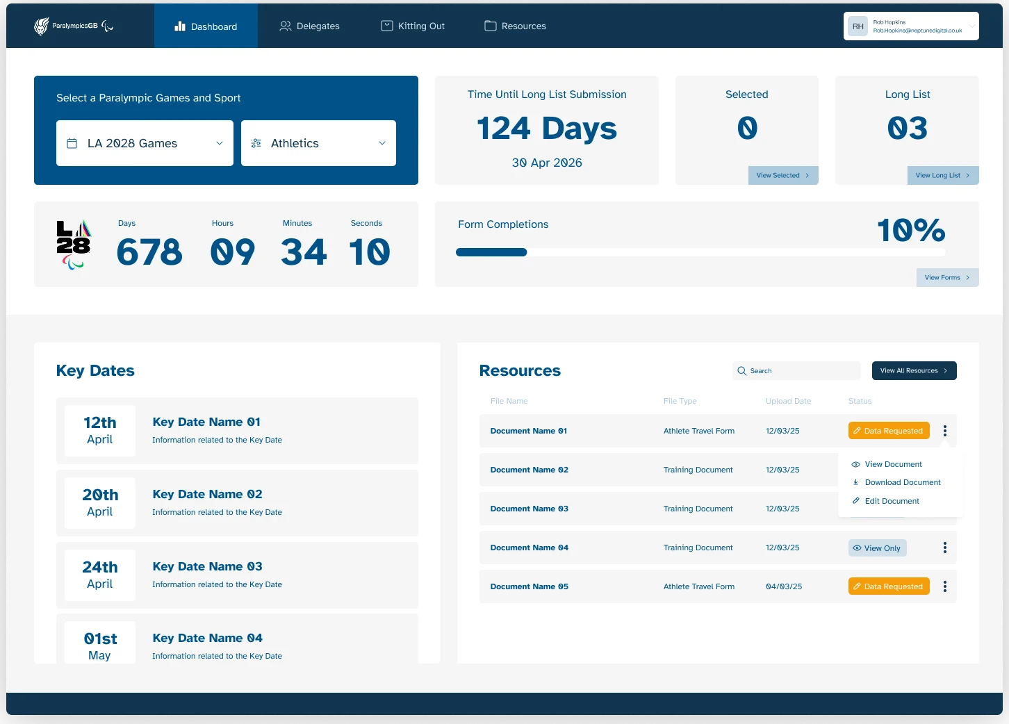 Desktop, Web and Mobile Team Management App: Paralympics GB