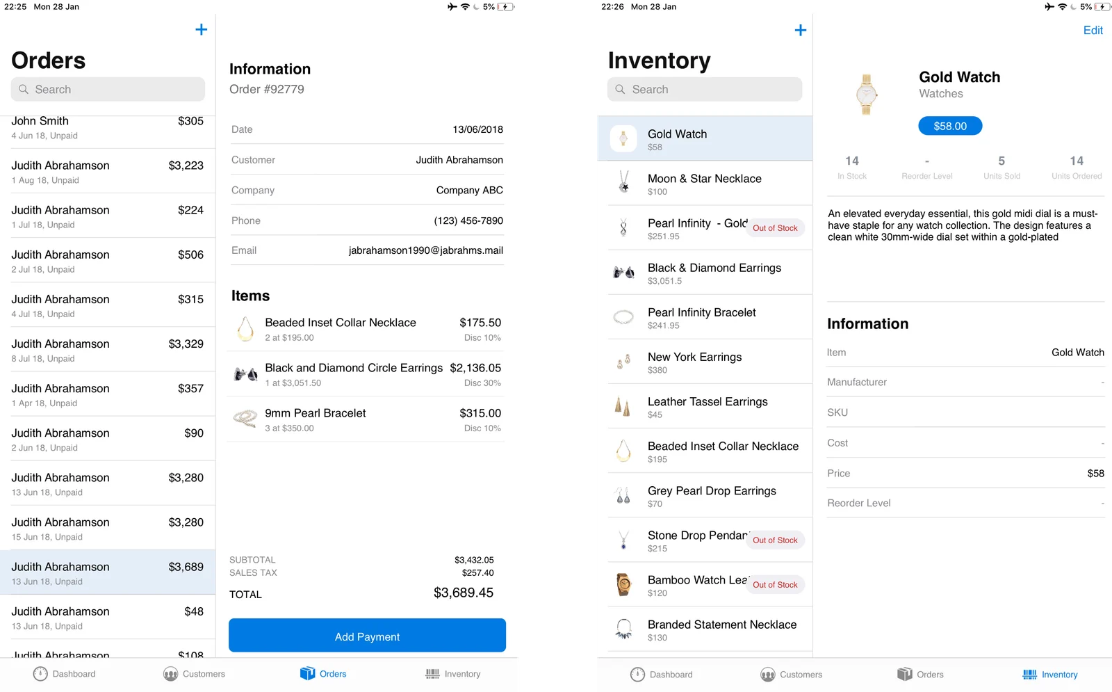 Order Management Mobile App: Claris