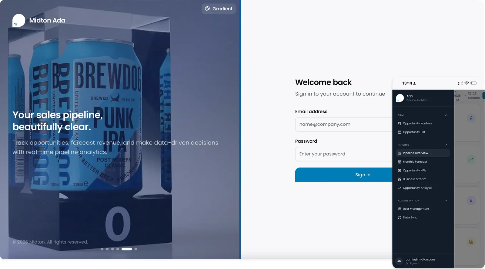 Sales Analytics CRM & Portal: Midton